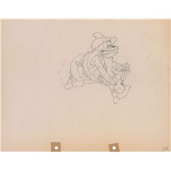 Mickey Mouse and Black Pete production drawing from Two-Gun Mickey