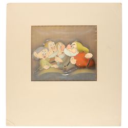 Dopey, Doc, Happy, and Sneezy production cel from Snow White and the Seven Dwarfs