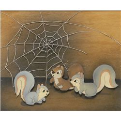 Squirrels with Spider Web production cel from Snow White and the Seven Dwarfs