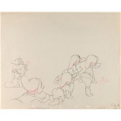 Bashful, Grumpy, Happy, Sleepy, Sneezy, and Dopey production drawing from Snow White and the Seven D