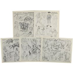 Ferdinand Matadors (5) original studio printed model sheets from Ferdinand the Bull