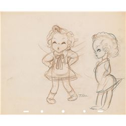 Shirley Temple concept drawing by T. Hee from The Autograph Hound