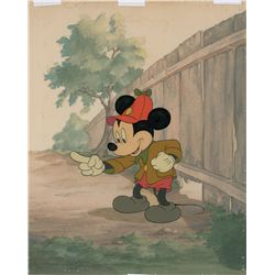 Mickey Mouse production cel and production background from The Pointer