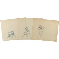 Donald Duck set of (3) ‘rough’ production drawings in sequence