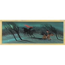 Mary Blair concept storyboard painting of Ichabod and the Headless Horseman from The Legend of Sleep