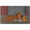 Image 1 : Trusty the Bloodhound and Baby Lady production cel and production background from Lady and the Tramp
