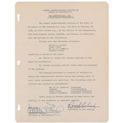 Walt Disney 1956 signed WED Board of Directors document