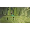 Image 1 : Eyvind Earle concept storyboard painting of Maleficent and Goons in her Throne Room from Sleeping Be