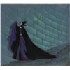 Image 1 : Maleficent cut-out production cel placed on a partial production background from Sleeping Beauty