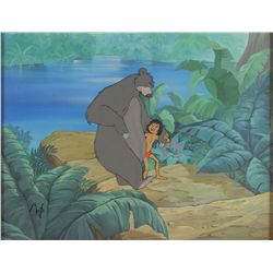 Mowgli and Baloo production cel and production background from The Jungle Book