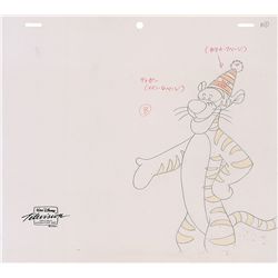 Tigger production cel and matching production drawing from The New Adventures of Winnie the Pooh