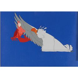 Scuttle and Sebastian production cel from The Little Mermaid