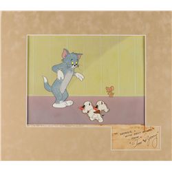 Tom and Jerry production cels and background setup from Puppy Tale