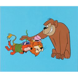 Lippy the Lion and Hardy Har Har production cel from the opening title of a Hanna-Barbera Production