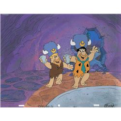 Fred Flintstone and Barney Rubble production cel and production background from The Flintstones TV S