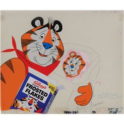 Tony the Tiger and Baby Tiger production cel and drawing from a Frosted Flakes TV Commercial