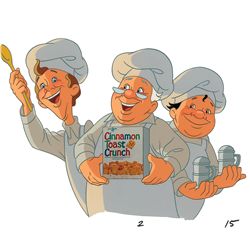 Wendell, Bob, and Quello ‘The Three Bakers’ production cel and matching drawing from a Cinnamon Toas