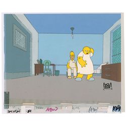 Homer and Leon Kompowsky production cel from The Simpsons