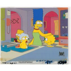 Bart, Maggie, Marge, and Lisa Simpson production cel from The Simpsons