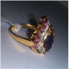 Image 2 : 2.800g Ring Made in 18kt 2.582g Gold, 0.15 Ctw Diamond, 0.94 Ctw Ruby and Amethyst