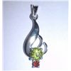 Image 1 : 1.670g Pendant of Peridot and Garnet 925 Sterling Silver