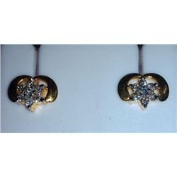 3.03g Earring Made of 14Kt Gold ,0.35 Ct Diamond