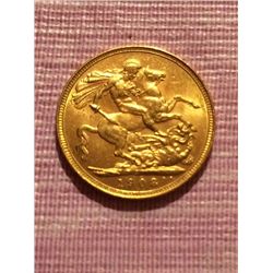 1908 Gold British Sovereign