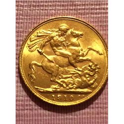 1910 Gold British Sovereign