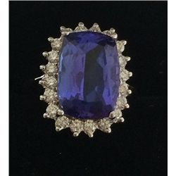 14kt White Gold Tanzanite and Diamond Ring
