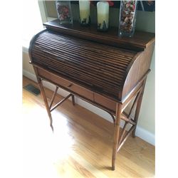 Bamboo and Wood Roll Top Desk