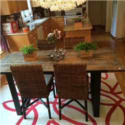 Table and 4 Rattan Chairs