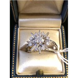 Antique 14kt White Gold Diamond Ring