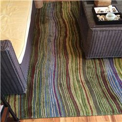 Green Striped Area Rug