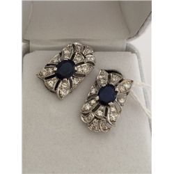 14kt White Gold Sapphire and Diamond Earrings