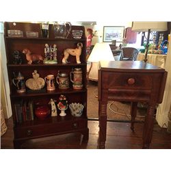 Crotch Mahogany Side Table and Book Case