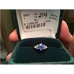 14kt White Gold Diamond and Sapphire Ring