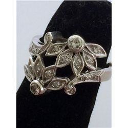 Vintage Estate 14kt White Gold Diamond Ring