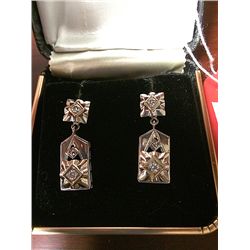Vintage Estate 14kt White Gold Diamond Earrings