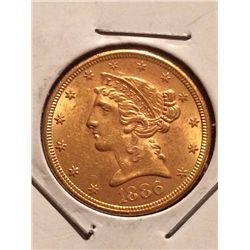 1886 $5 Liberty Gold Coin