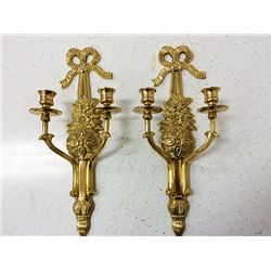 Pair of Decorative Brass Candle Sconces