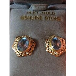 Estate 14kt Gold Aquamarine Earrings