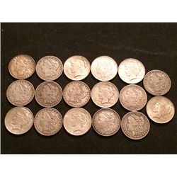 17 Morgan and Peace Silver Dollars