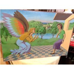 Angel and Woman Painting by Sante Graziani