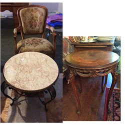 Needlepoint Chair and 2 tables