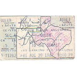 Concert ticket stub for Friday August 20th 1982 at the Summit in Texas.Front of ticket signed by …