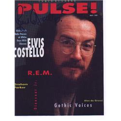 A color magazine cover, Pulse, hand signed by Elvis Costello.…