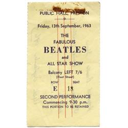 Beatles UK Large Format 1963 Ticket. Beatles ticket stub from the show at the Public Hall Preston…