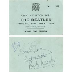 Beatles Hard Day’s Night UK Ticket. An admittance ticket for the Civic Reception held for the Bea…