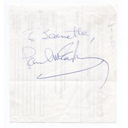 Paul McCartney Autograph April 1981.The autograph of Paul McCartney on the reverse of part of an …