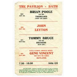 Gene Vincent Brian Poole UK Handbill An original 1960’s concert handbill from The Pavilion Bath, …